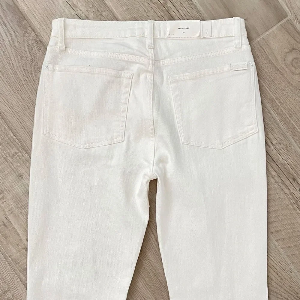 NWT 7 For All Mankind Mega Flare Jeans in Clean White Sz 30